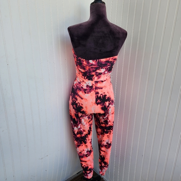 Full Circle Trends Womens Strapless Jumper Pink Black Multi Pattern Dye Jersey S - Picture 7 of 14